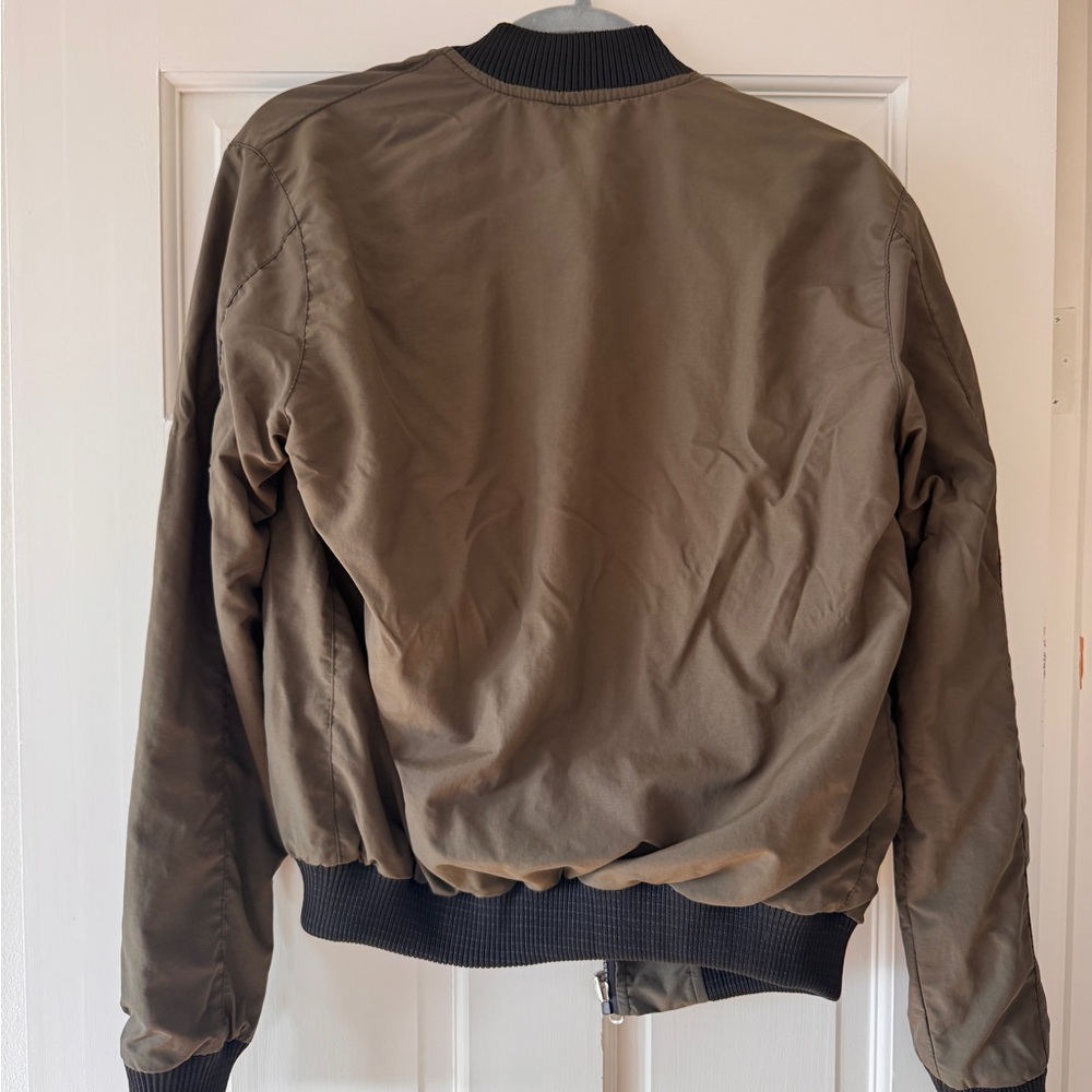 Olive Bomber Jacket With Bear Patch - image 4